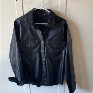 Black faux Leather Women's Jacket top